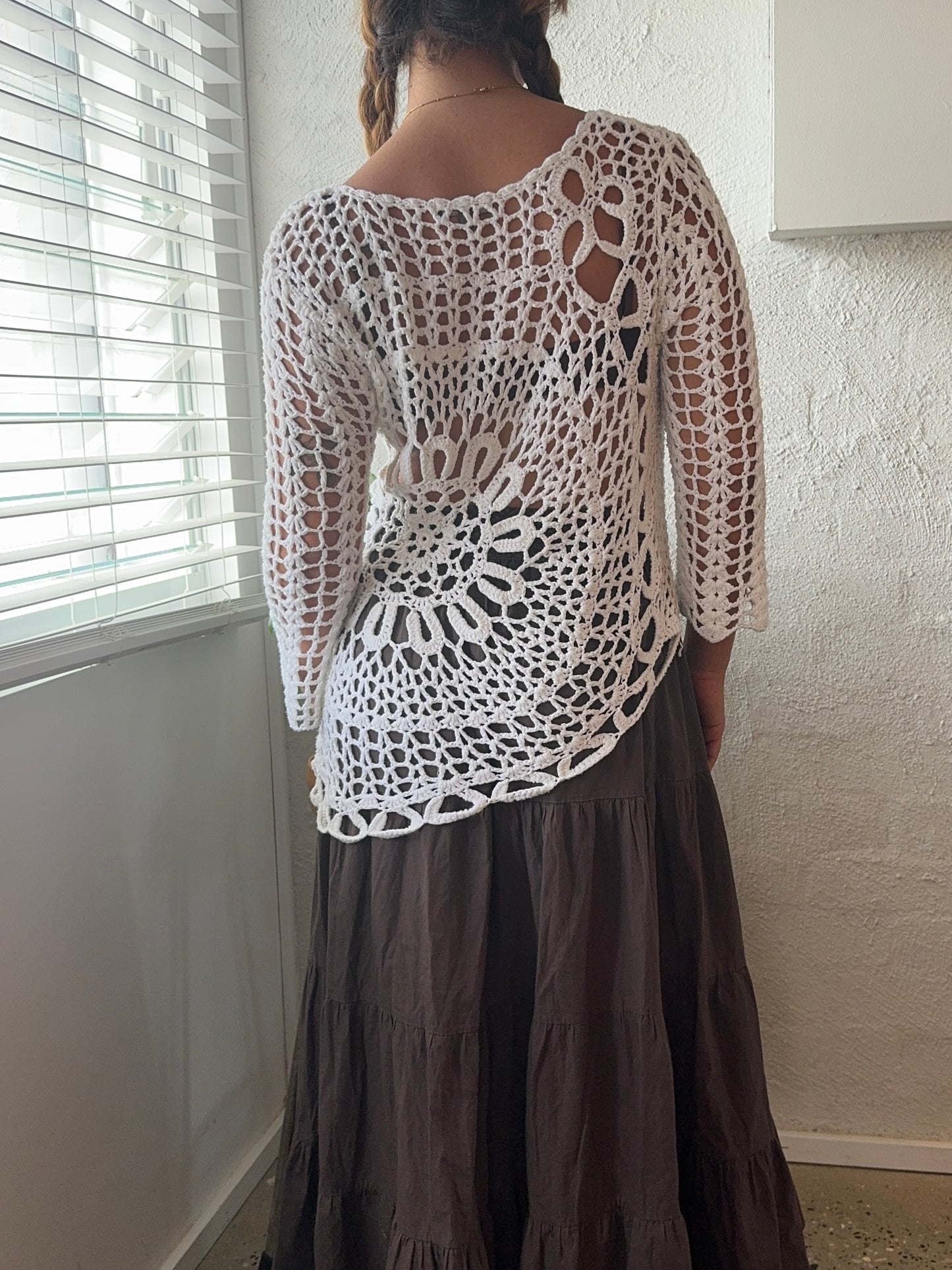 Vintage Crotchet Floral Flare Top