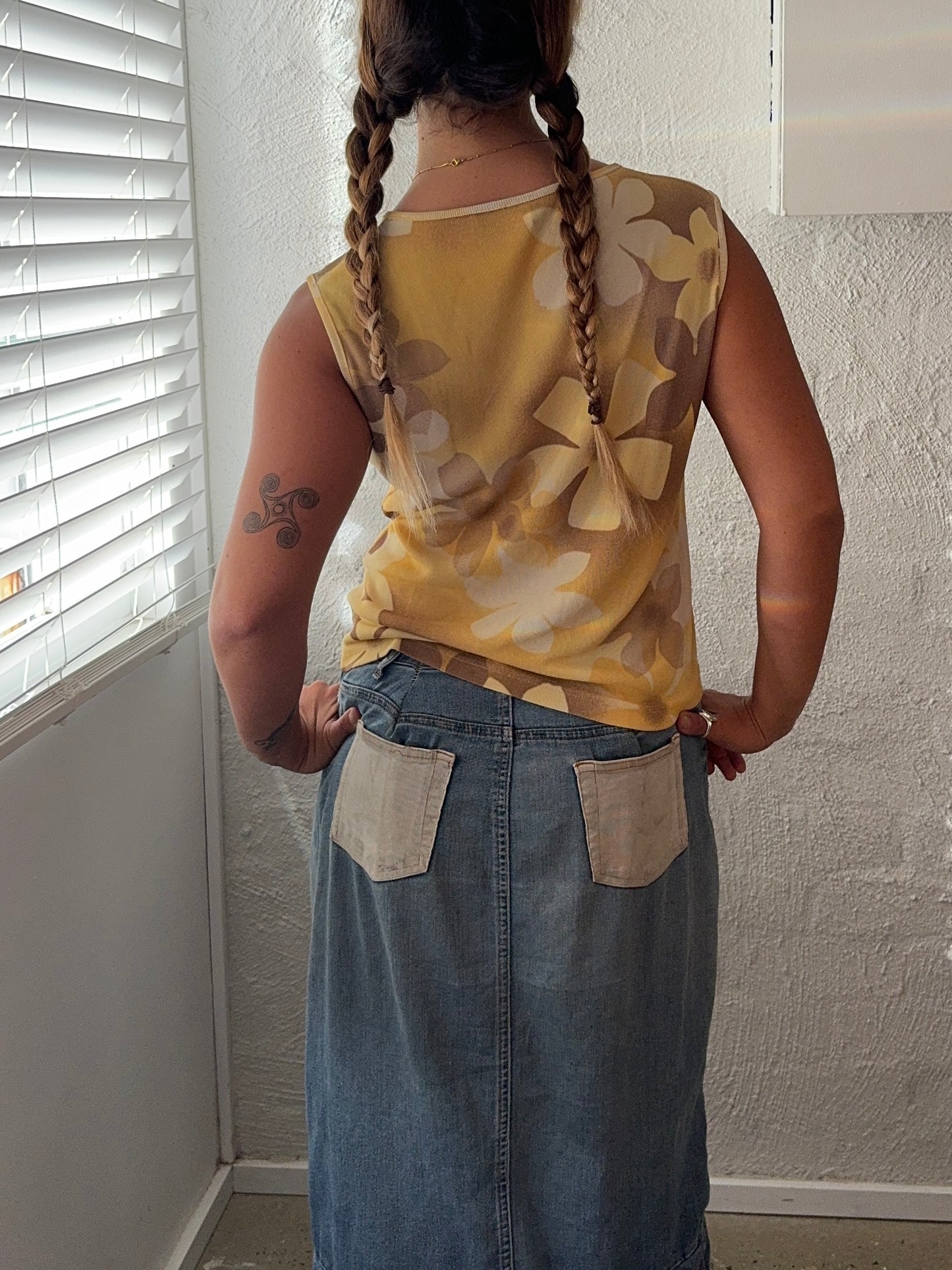 Vintage Retro Yellow Floral Tank Top