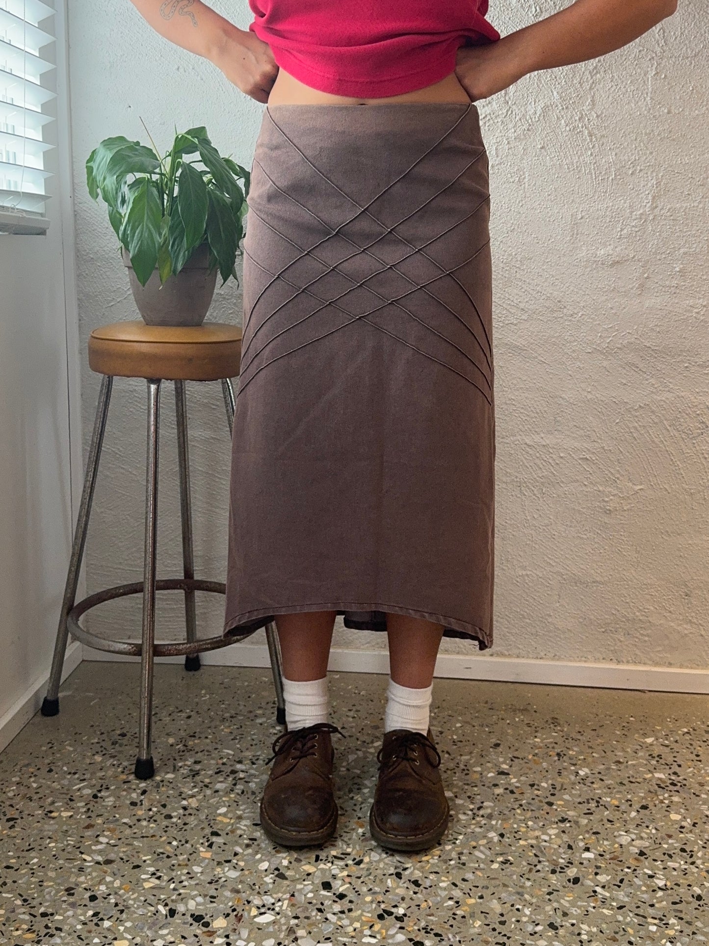 Vintage 'Picnic' Brown Denim Skirt