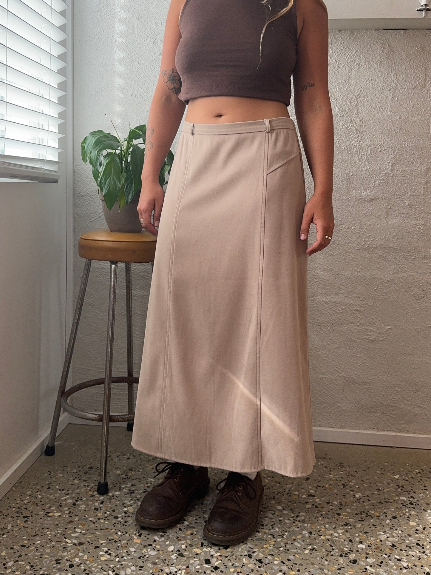 Vintage 1990s Suede Like Maxi Skirt