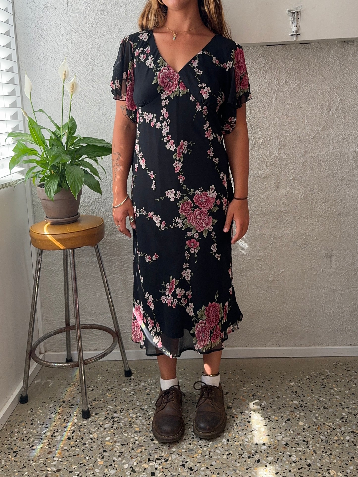 Vintage 1990s Floral Maxi Slip Dress