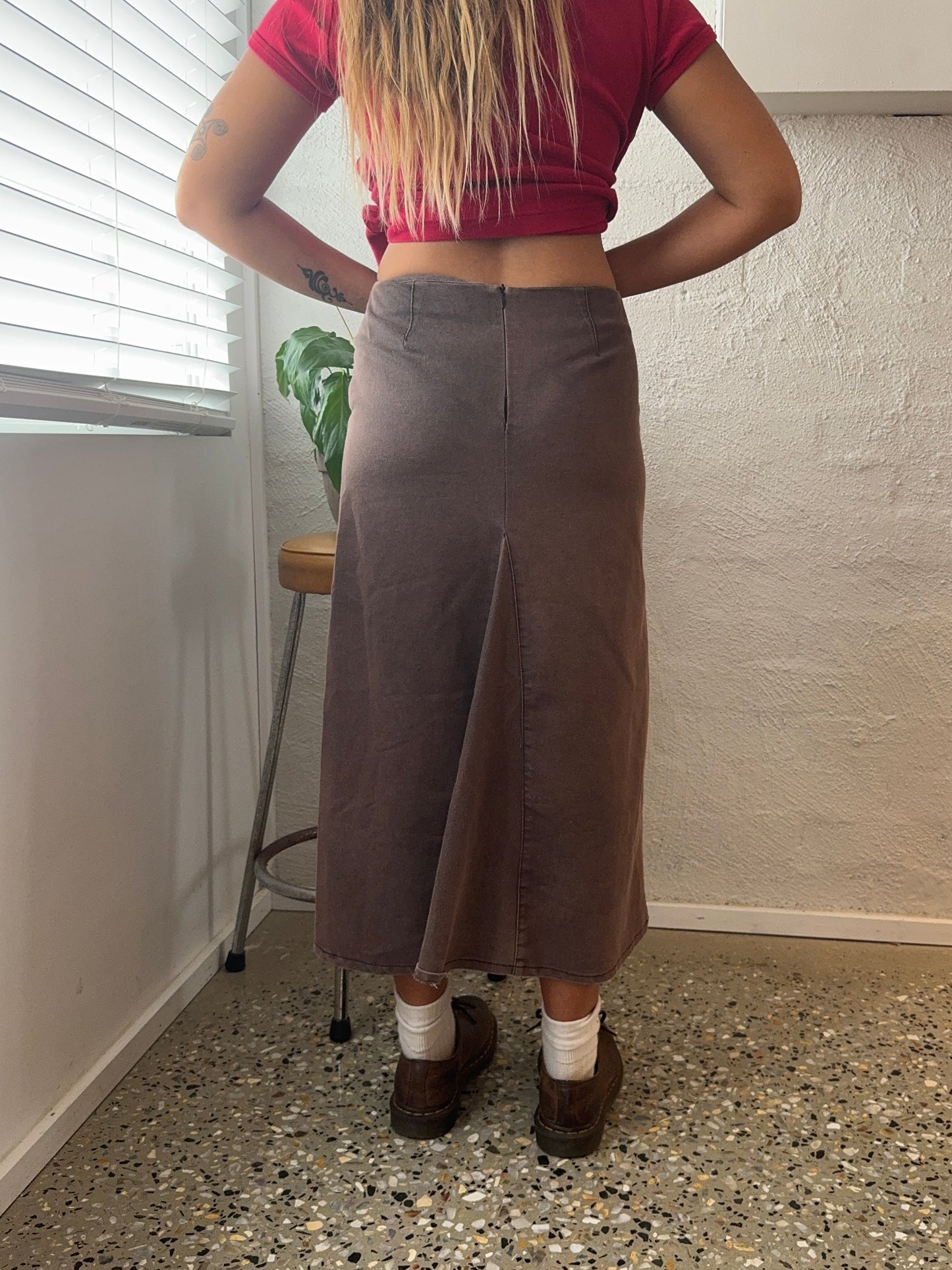 Vintage 'Picnic' Brown Denim Skirt