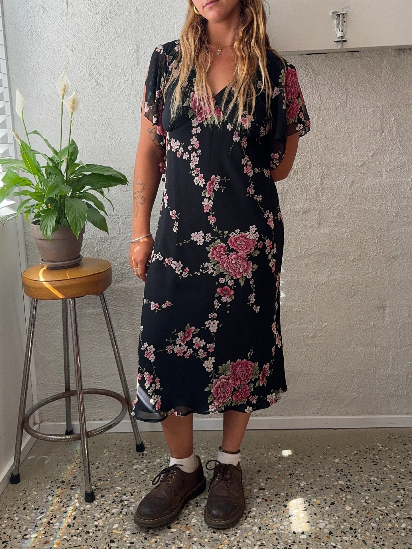 Vintage 1990s Floral Maxi Slip Dress