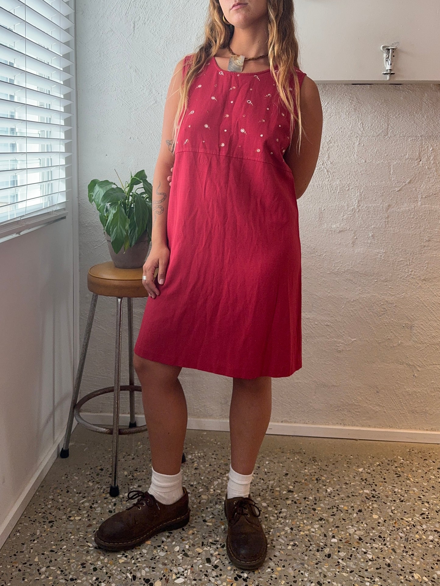 Vintage 1990s Red Mini Slip Dress