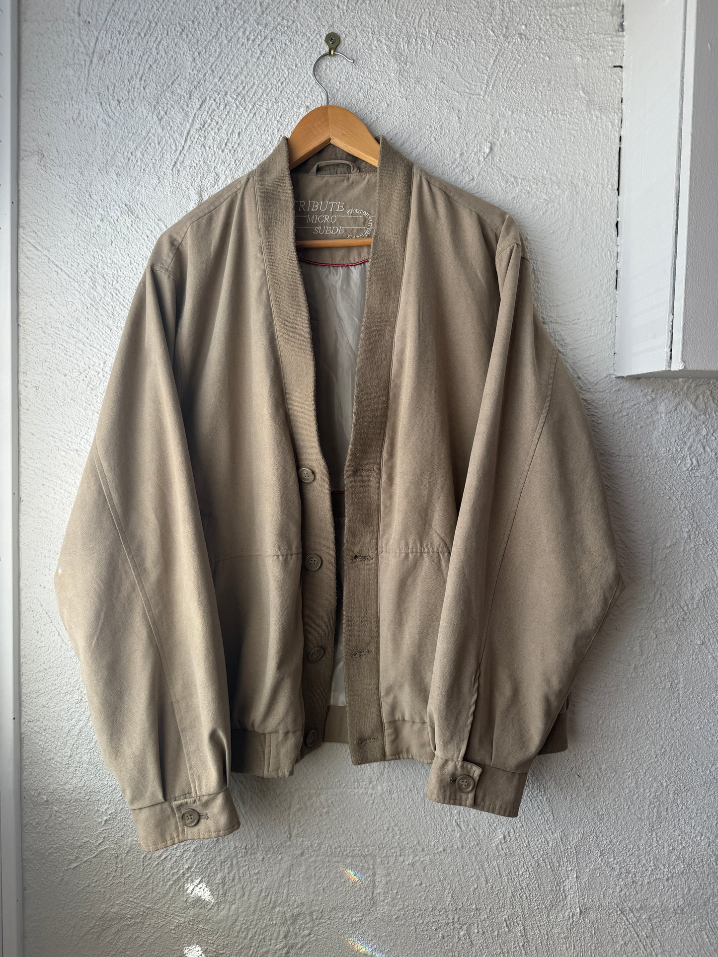 Vintage 90s 'Tribute' Micro Suede Bomber Jacket