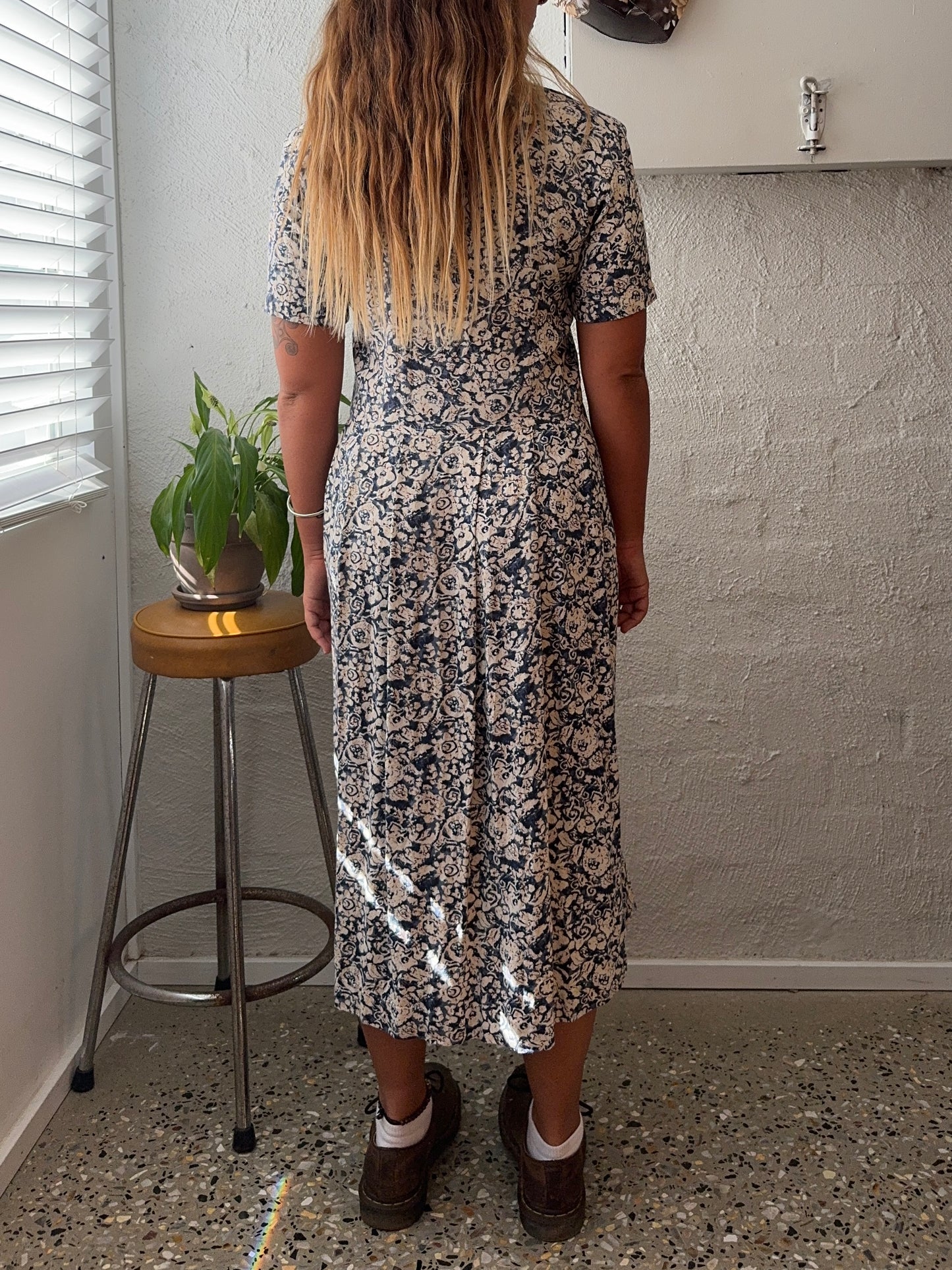 Vintage 'Steppin' Out' Blue Floral Maxi Dress