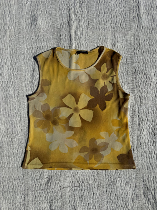 Vintage Retro Yellow Floral Tank Top