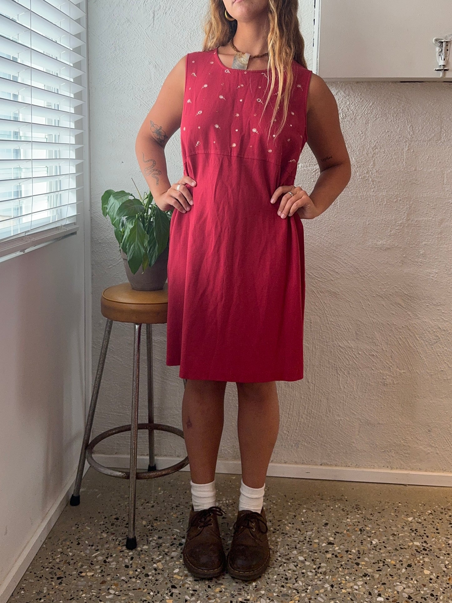 Vintage 1990s Red Mini Slip Dress