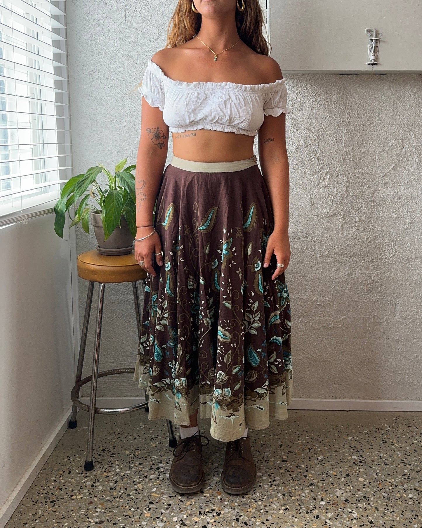 Vintage Earthy Detailed Skirt