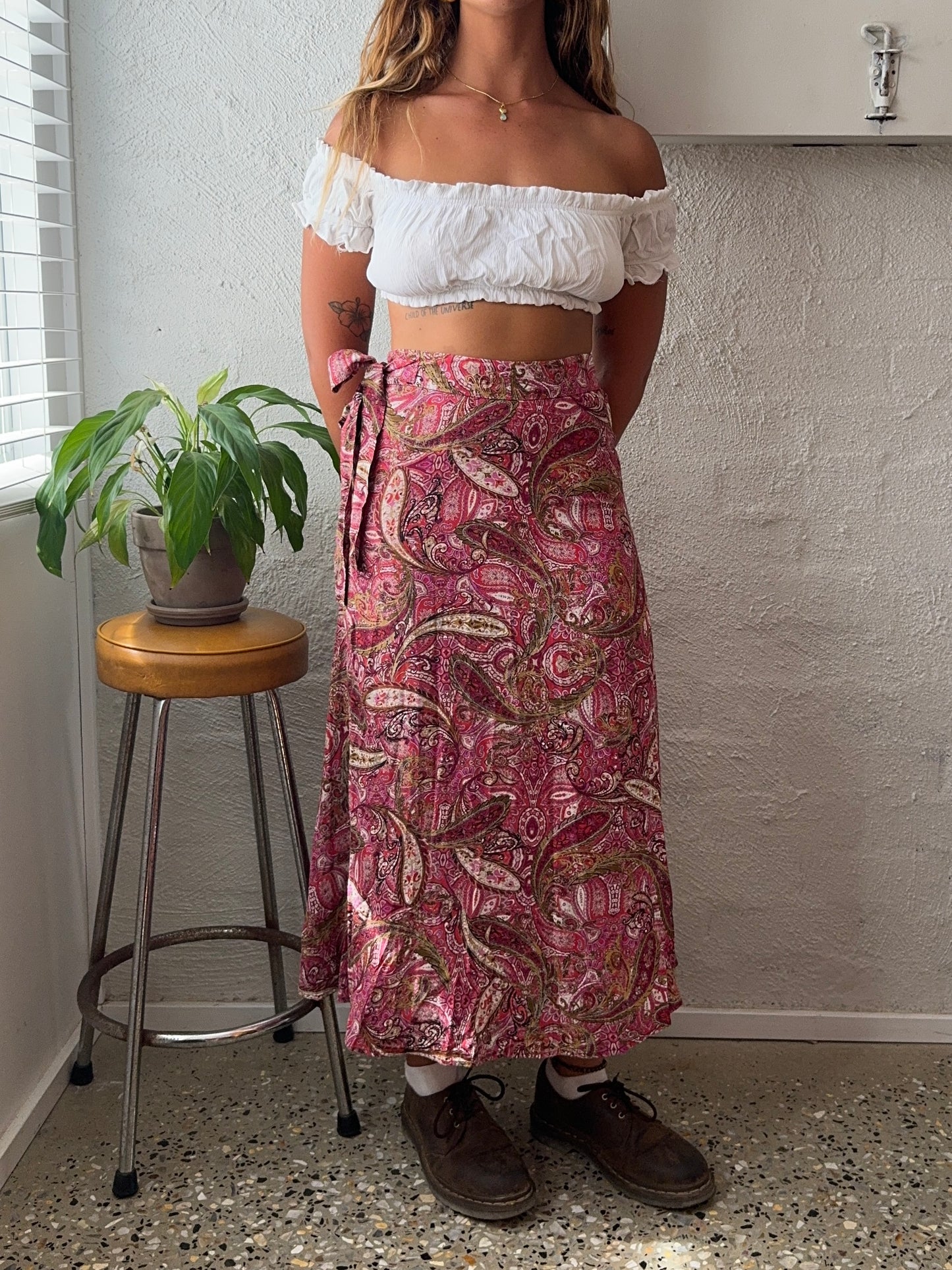 Vintage 90s Pink Paisley Skirt