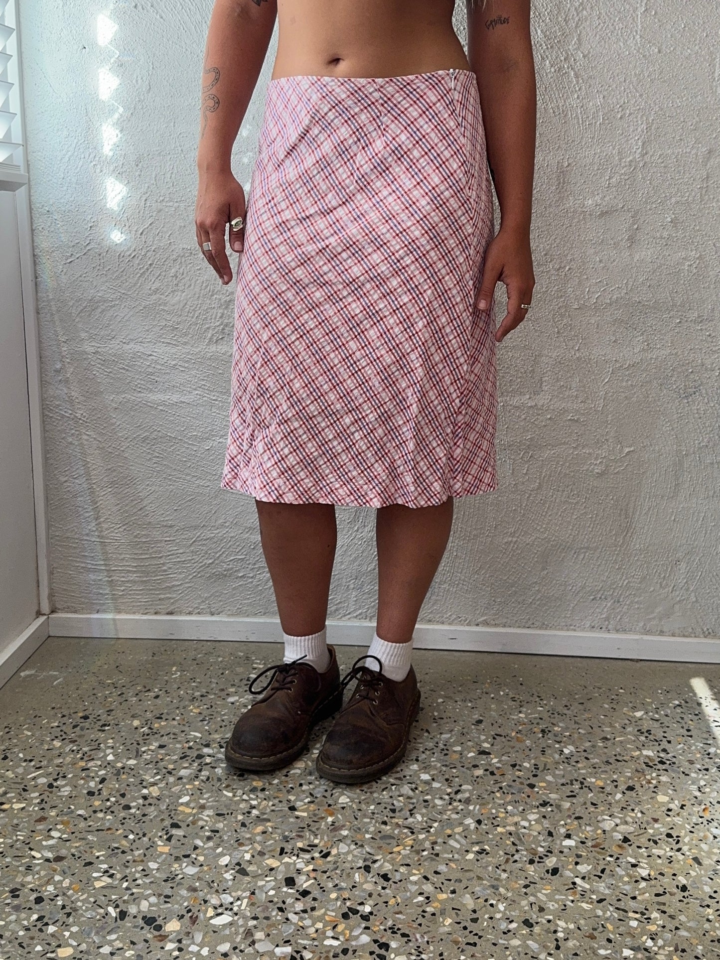 Vintage Plaid Midi Skirt