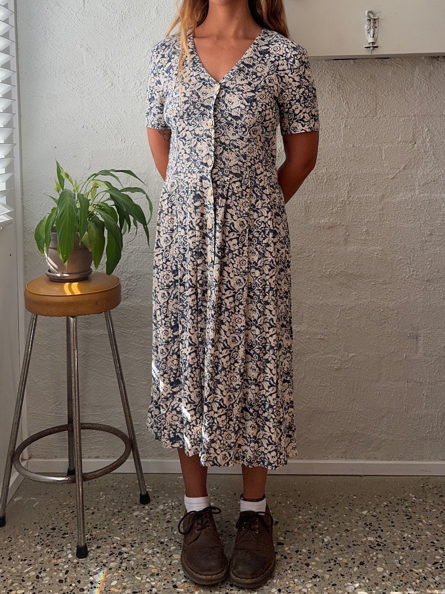 Vintage 'Steppin' Out' Blue Floral Maxi Dress