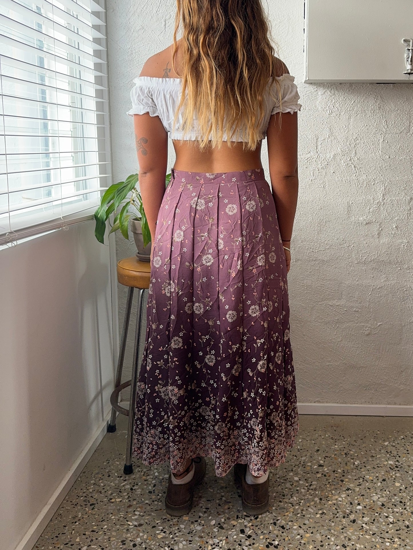 Vintage 1980s Floral Maxi Skirt