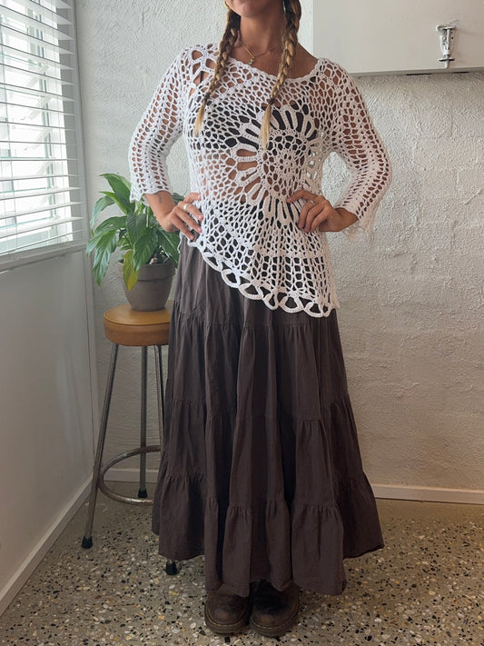 Vintage Crotchet Floral Flare Top