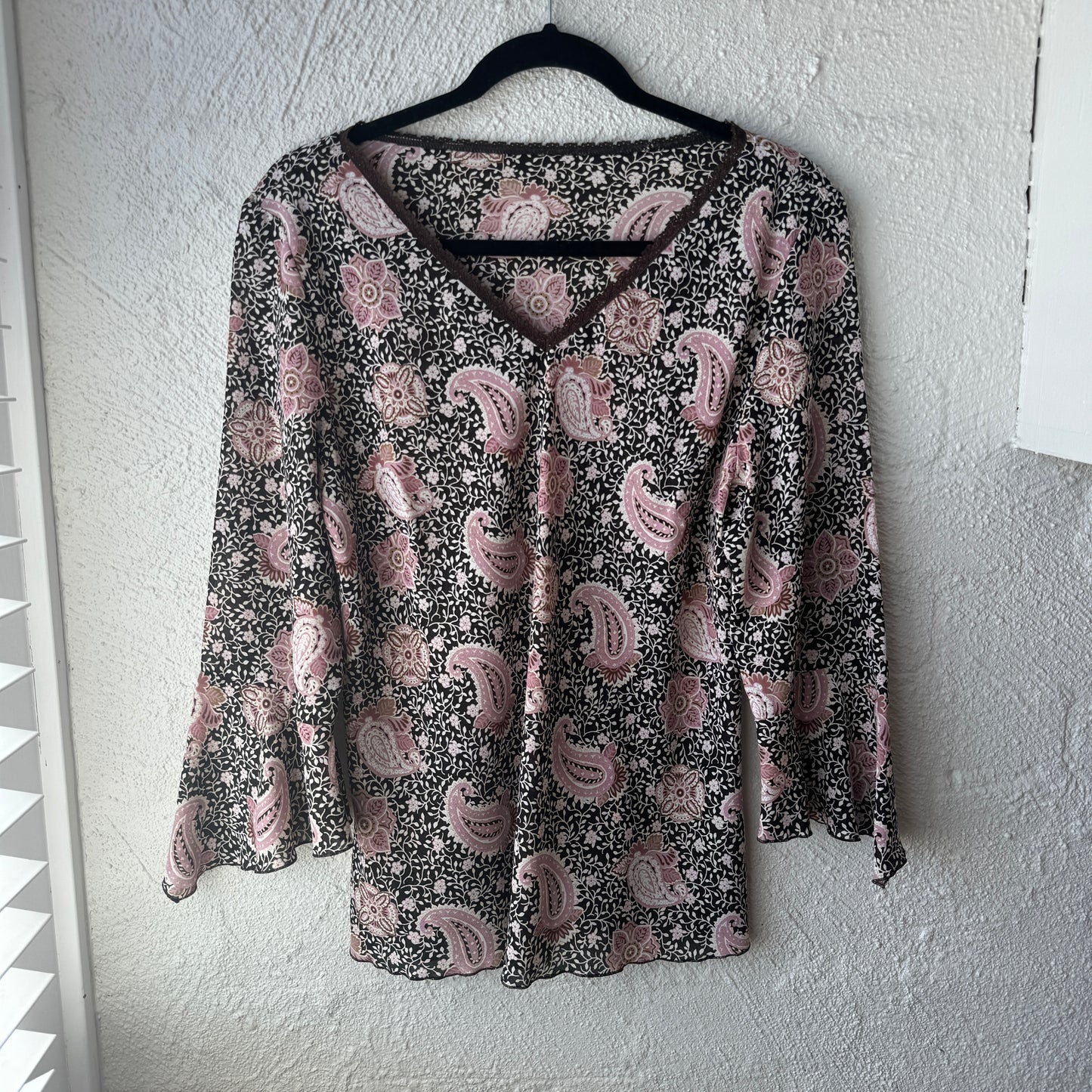 Brown/Pink Paisley Flare Top