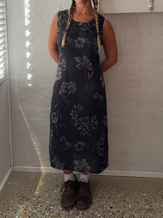 Vintage 1980s Purple Floral Dress