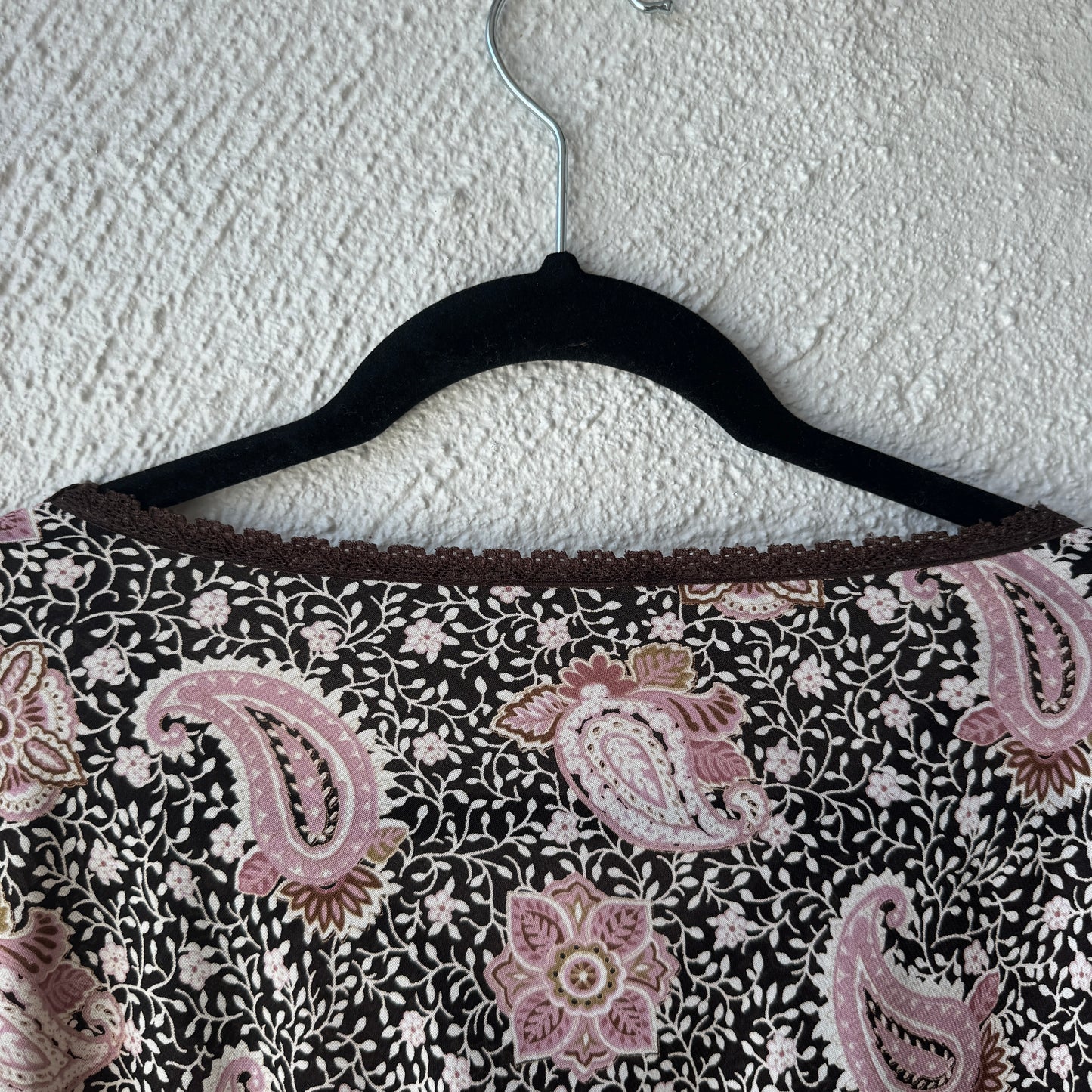 Brown/Pink Paisley Flare Top