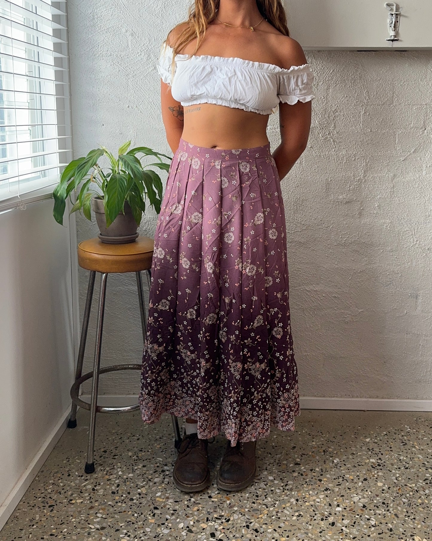 Vintage 1980s Floral Maxi Skirt